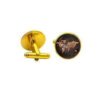 1 Pair Of World Map Jewel Cufflinks Men'S French Shirt Suit Cufflinks