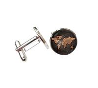 1 Pair Of World Map Jewel Cufflinks Men'S French Shirt Suit Cufflinks