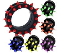 (1 Pair ONLY) Spike Flexible Silicone Flesh tunnel Ear Gauge Plug Size Available 2g (6mm) to 1" (26mm) Please Choose Size and Color, 00g = 10mm, Silicone, no gemstone