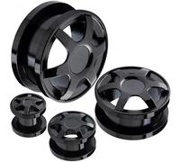 (1 Pair ONLY) Wheel Logo Flesh Tunnel Screw Fit Ear Gauge Earring Ear Piercing available size 2g (6mm) to 13/16" (30mm) Please choose size and color, 11/16 = 18mm, Stainless Steel