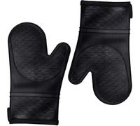 1 Pair Oven Gloves Silicone, Non-Slip Textured Silicone Oven Mitts with Soft Cotton Lining, 230℃ Heat Resistant Gauntlet Oven Gloves for Cooking Baking Grilling BBQ & Daily Household Use