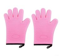1 Pair Oven Mitts Heat Resistant For Kitchen, Silicone Oven Gloves, Silicone Five-finger Oven Gloves With Non-Slip Silicone Stripe, Silicone Oven Mitts For Cooking Baking BBQ Gloves (Pink)
