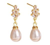 1 Pair Pearl Drop Earrings Gold, Dangly Pearl Earrings for Women, Dangly Dainty Pearls Drop Simple Wed Dangle for Brides Earring, Simple Cute Bridesmaid Jewelry