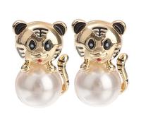 1 Pair Pearl Tiger Necklace Hoops Heart Sterling Jewelry Chain Sleeper Bow Double Men Rhinestone Triple Of The Lid Locket Drop Earring Trendy Earrings