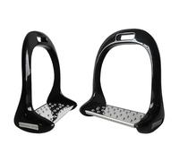 1 Pair Pedal Equipment Horse Stirrups Anti Slip Equestrian Safety Aluminium Alloy Riding Treads Lightweight Outdoor Sports(Black)