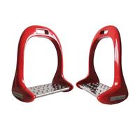 1 Pair Pedal Equipment Horse Stirrups Anti Slip Equestrian Safety Aluminium Alloy Riding Treads Lightweight Outdoor Sports(Red)