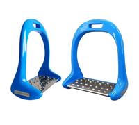 1 Pair Pedal Equipment Horse Stirrups Anti Slip Equestrian Safety Aluminium Alloy Riding Treads Lightweight Outdoor Sports(Blue)