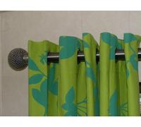 1 Pair Phaecia Green Floral Cotton Eyelet Ring Top Curtains 66 x 72 Inches