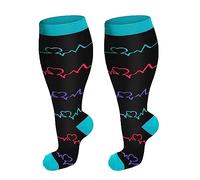 1 Pair Plus Size Compression Socks for Women and Men, 20-30mmhg Extra Large Wide Calf Knee High Stockings for Circulation Support
