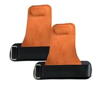 1 Pair Premium Weight Lifting Wrist Hooks for Maximum Grip Support, Leather Lifting Aids, Deadlift Gloves and Grip Pads for Fitness, Gym and Strength Training, Brown