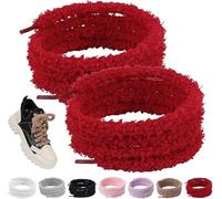 1 Pair Puffy Round Shoe Laces,Hairy Soft Shoelaces For Sneakers,Universal Soft Elastic Shoelaces Replacement Shoe Laces,Cute Fluffy Shoe Laces Rope Shoe Laces For Casual Shoes(Red,120cm/47.24in)
