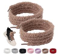 1 Pair Puffy Round Shoe Laces, Soft Fuzzy Fluffy Shoelaces for Sneakers, Cute Plush Shoe Strings for Boots Casual Shoes (Brown,100cm/39.37in)