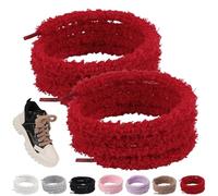 1 Pair Puffy Round Shoe Laces, Soft Fuzzy Fluffy Shoelaces for Sneakers, Cute Plush Shoe Strings for Boots Casual Shoes (Red,80cm/31.49in)