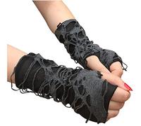 1 Pair Punk Black Broken Slit Gothic Unisex Glove Fingerless Cuff Sport Hole Mitten Cool Women Men Hollow Out Gloves