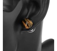1 Pair Push Back Stud Earring Round Bean Natural Gem Stone Bead Women Girls Pink Purple Quartz Fashion Summer Jewelry E109,Tiger Eye