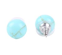 1 Pair Push Back Stud Earring Round Bean Natural Gem Stone Bead Women Girls Pink Purple Quartz Fashion Summer Jewelry E109,Turquoise--1 Pair