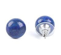 1 Pair Push Back Stud Earring Round Bean Natural Gem Stone Bead Women Girls Pink Purple Quartz Fashion Summer Jewelry E109,Lapis Lazuli--1 Pair