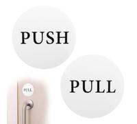 1 Pair Push Pull Door Sign, Self-Adhesive Pull Push Door Sticker Waterproof Universal Door Sign for Cafe Business Restaurants Bars Hotels (White)