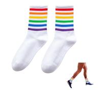 1 Pair Rainbow Socks Cotton for Pride LGBT,Cotton Unisex Colorful LGBT Socks Classic LGBTQ Gay Crew Sock,Gay Pride Accessories,for Adult Men Women Gift