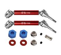 1 Pair RC Front Drive Shaft Steel Aluminum Alloy Rustproof 1/10 Front Transmission Shaft for TRAXXAS (Red)