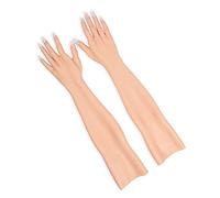 1 Pair Realistic Silicone Gloves Soft Fake Female Hand Half Length Arm, Artificial Skin Female Hand Mannequin for Crossdresser Transgender Dragqueen ( Color : Ivory White , Size : Finger with nails )