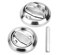 1 Pair Recessed Door Handle Round Flush Pull Handle Cabinet Door Latch Handle Drawer Knobs Stainless Steel Cup Ring Finger Pull with Square Door Lock Spindle Bar for Drawer Cupboard Cabinet Doors