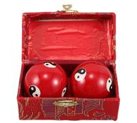 1 Pair Red Enamel Chinese Baoding Massage Balls for Hand Exercise