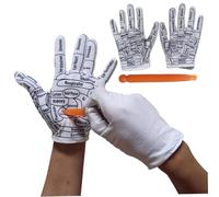 1 Pair Reflexology Gloves with Massage Stick White Fatigue Relief Printed Massage Gloves Hand Hand Reflexology Tools Mittens for Men, Women.