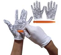 1 Pair Reflexology Gloves with Massage Stick White Fatigue Relief Printed Massage Gloves Hand Hand Reflexology Tools Mittens for Men, Women.