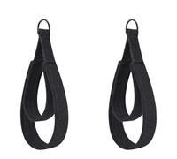 1 Pair Reformer Loop Straps, Black Polyester Cotton Double Loop Stretch Bands, Ankle Wrist Hand Pull Ring for Yoga Pilates, Core Trainer for Feet Arms Body Exercise, 14.96 x 1.96 in