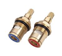 1 Pair Replacement Ceramic Tap Cartridge Valves 1/2" Quarter Turn Disc Cartridge Faucet Valves for Bathroom Kitchen Tap(Hot & Cold)