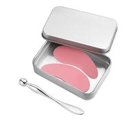 1 Pair Reusable Silicone Eye Patch, Under Eye Gel Pads with Metal Eye Cream Applicator & Tin Case Eye Wrinkle Patches Silicone Face Mask for Puffy Eyes & Dark Circles (Pink)