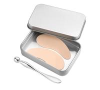 1 Pair Reusable Silicone Eye Patch, Under Eye Gel Pads with Metal Eye Cream Applicator & Tin Case Eye Wrinkle Patches Silicone Face Mask for Puffy Eyes & Dark Circles (Cream Color)