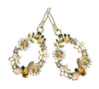1 Pair Rhinestone Flower Drop Earrings Exquisite Jewelry for Parties Banquets and Daily Wear Present for Girlfriends Daughters Moms and Friends Bee Pendant Design