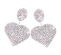 1 Pair Rhinestone Heart Earrings Female Dangle Pearl for