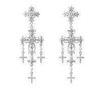 1 Pair Rhinestones Luxury Earrings Long Crossed Temperament Ear Jewelry Suitable For Birthday Gift Long Earrings