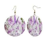 1 Pair Round Leather Earring for Women Butterflies Flowers Print Leather Earring Hooks Suitable for Party Daily Wear