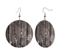 1 Pair Round Leather Earring for Women Flowers and butterflies Print Leather Earring Hooks Suitable for Party Daily Wear
