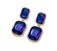 1 Pair Royal Blue Sapphire Color Earrings, Elegant Gold-Tone,Royal Blue Earrings Ready to Gift Fashion Statement Jewelry for Women Evening Party Anniversary Daily Wear