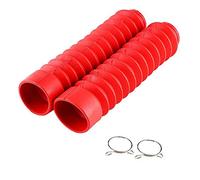 1 Pair Rubber Fork Cover Gaiters - Keenso Motorcycle Front Fork Cover Gaiters Gators Boots Shock Damping Dust Cover 210.5x 42mm (Red)