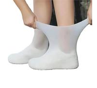 1 Pair Rubber Rain Boot Overshoes For Outdoor Use Silicone Waterproof Shoe Covers Reusable Non-Slip(White,Applicable 34-40)