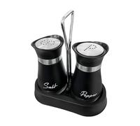 1 Pair Salt and Pepper Shaker Set with 1 Tray, Kitchen Utensils, Stainless Steel Glass Salt Shaker, Black Spice Bottle for Kitchen, Camping