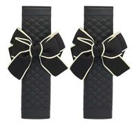 1 Pair Seat Belt Cover Pad, 9x4.7 Inch Leather Seatbelt Cushion with Bow, Soft Comfortable Car Seat Strap Pads for Women for Auto SUV Truck Airplane Backpack Seatbelt Cushion