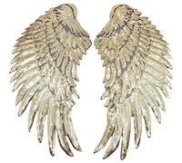 1 Pair Sequin Wing Appliques,Large Glitter Wing Patches, Angel Wings Patch Embroidered Motif Trim for Clothing Iron-On Sew-On DIY Design Embellishments (Gold)