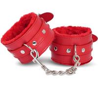 1 Pair Sex Fuzzy Handcuff Set for Bedroom - Fluffy Handcuffs for Ankles and Wrist Sexy Straps Bondage Kit for Adult Furry Hand Cuffs for Women Couples Sweater (Red)