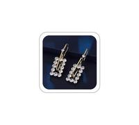 1 Pair Shiny Vintage Rectangle Earrings for Women, Cubic Zirconia Gold Plated Long Dangle Earrings, Valentine Birthday for Women