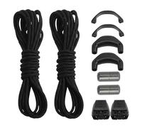 1 Pair Shoelace Kit for Salomon Quicklace, No Tie Resistant Round Replacement Shoe laces Strings for Salomon Speedcross Ski Shoes, with Quick Release Lock for Ski Boots Running Walking (Black, 140cm)