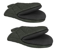 1 Pair Short Oven Mitts - Silicone Kitchen Oven Gloves High Heat Resistant 500℉, Mini Oven Mits with Non-Slip Grip Surfaces and Hanging Loop for BBQ, Baking, Cooking and Grilling (Grey)