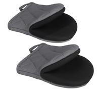 1 Pair Short Oven Mitts - Silicone Kitchen Oven Gloves High Heat Resistant 500℉, Mini Oven Mits with Non-Slip Grip Surfaces and Hanging Loop for BBQ, Baking, Cooking and Grilling (Solid Gray)