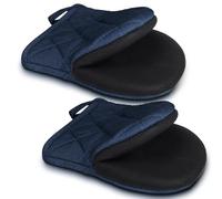 1 Pair Short Oven Mitts - Silicone Kitchen Oven Gloves High Heat Resistant 500℉, Mini Oven Mits with Non-Slip Grip Surfaces and Hanging Loop for BBQ, Baking, Cooking and Grilling (Dark Blue)